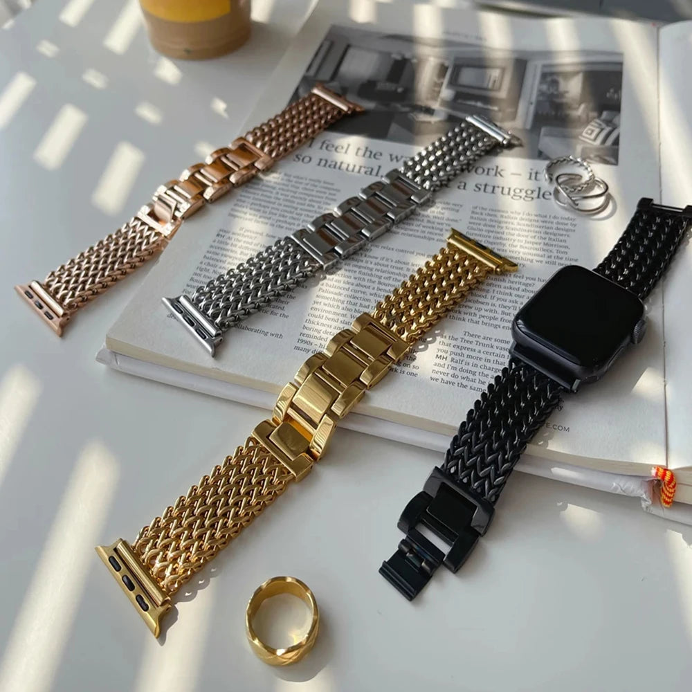 Elegantes Apple Watch Armband aus Edelstahl in mehreren Farben von Myncase