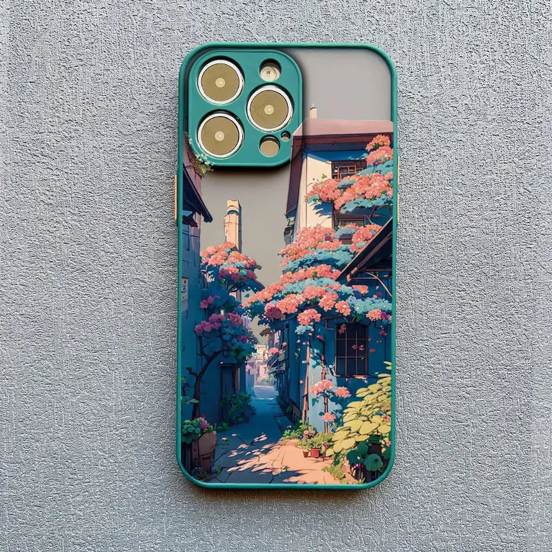 Kunst iPhone Hülle japanische Straßen in dunkelblau