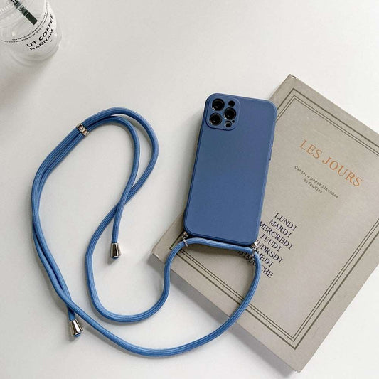 Crossbody iPhone Hülle mit Seil in ästhetischen Farben in Blau von Myncase