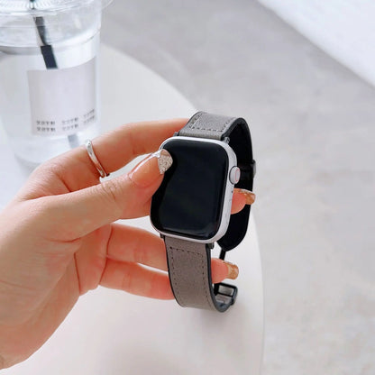Elegantes Apple Watch Armband aus Leder von Myncase in Grau