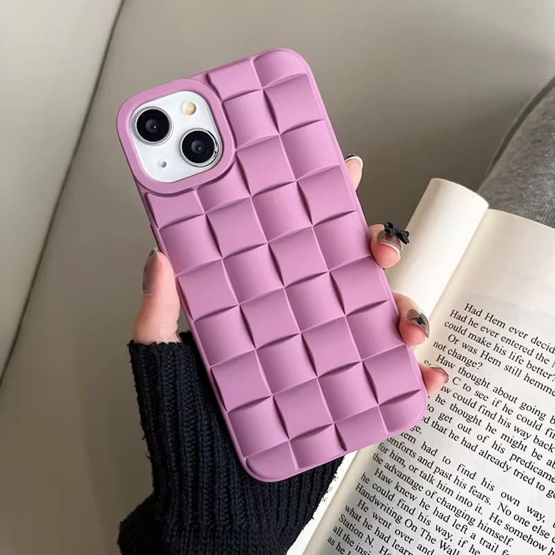 Modische iPhone Hülle aus Silikon im 3D Würfel Muster in Pink von Myncase