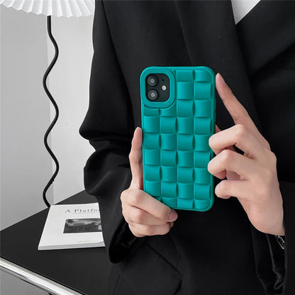 Modische iPhone Hülle aus Silikon im 3D Würfel Muster in Türkis von Myncase