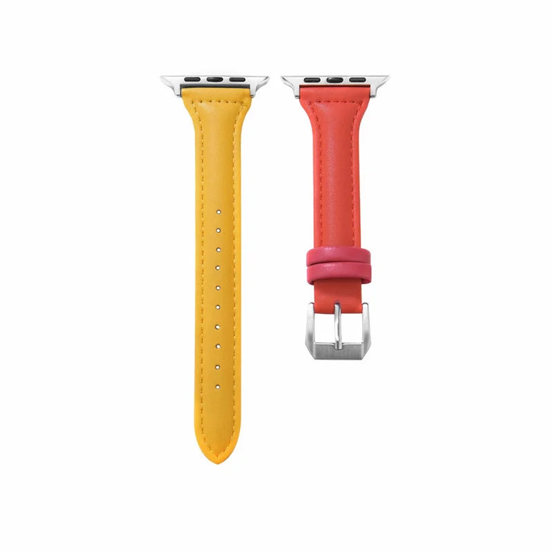 Modisches Apple Watch Lederarmband in Gelb und Orange von Myncase