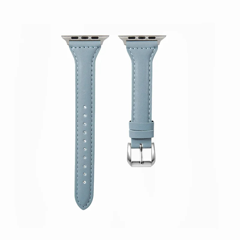 Modisches Apple Watch Lederarmband in Hellblau von Myncase
