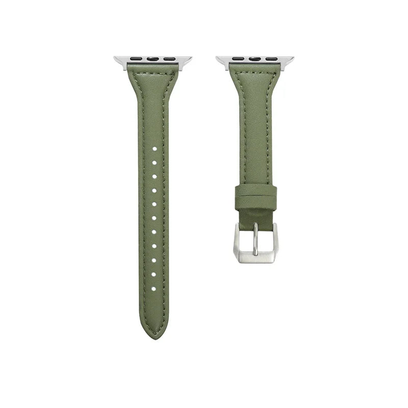 Modisches Apple Watch Lederarmband in Hellgrün von Myncase