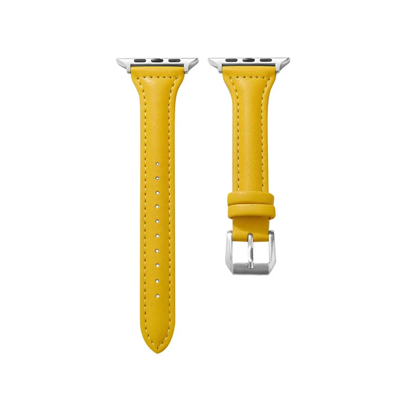 Modisches Apple Watch Lederarmband in Gelb von Myncase